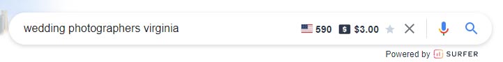 Keyword Surfer search bar showing monthly search volume for a chosen keyword